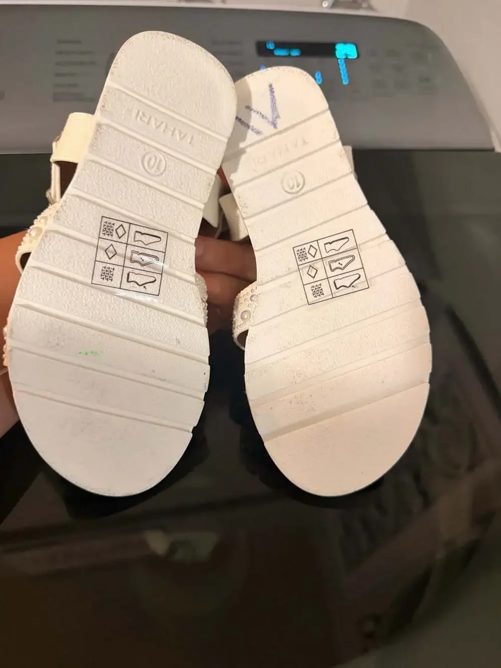 Tahari kidsPearl Embellished White H-Band Sandals